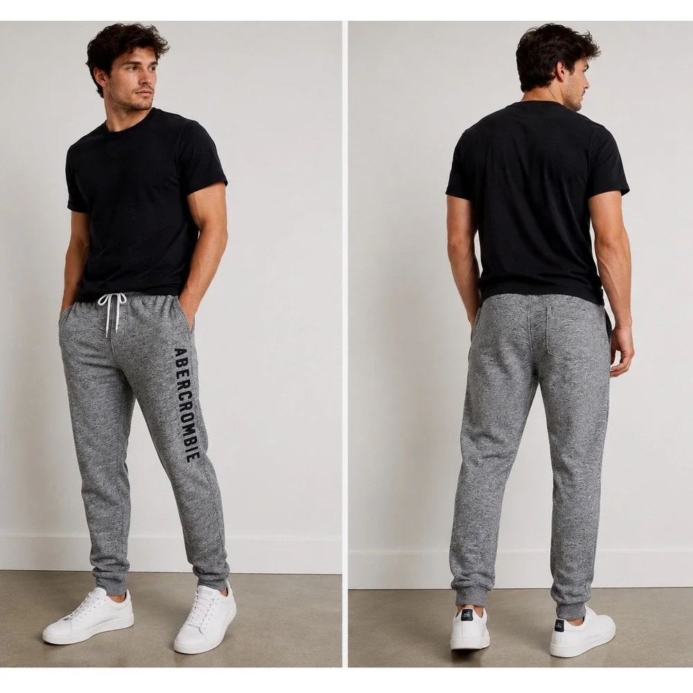 Abercrombie & Fitch Gray Logo Jogger Sweatpants Slim Fit Lounge Men's Small